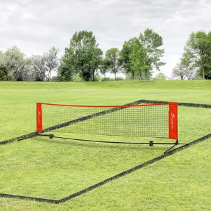 Soozier   10ft Portable Soccer Tennis/Pickleball/Badminton/Mini Tennis Net w/ Sideline   for Training with Included Storage Bag, Red