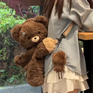 Cute bear plush lying-down bag - a backpack toy schoolbag, perfect as a birthday gift for girls. This small children's bag can also be used as a crossbody bag