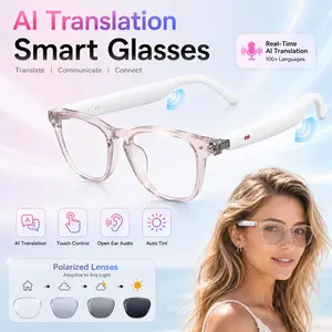 Portable Digital AI Anti-Blue Light Bluetooth Translation Glasses with 164 Hands-Free Calls, Music Playback, Modern Multifunctional Sunglasses for Business Travel, Wearable Smart Glasses for Men Women