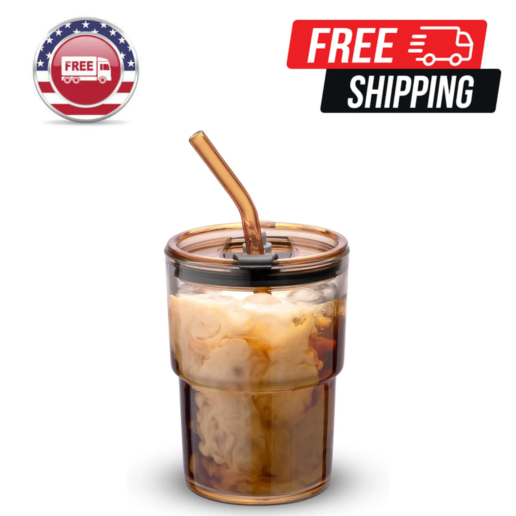 13oz/400ml Tumbler Water Glass, Cups with Straw and Lid Sealed