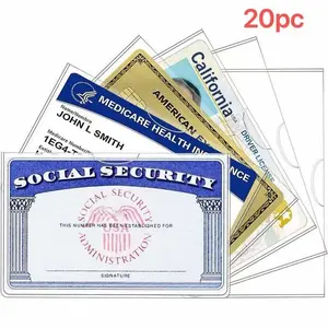 Social Security Card Protector, 20 Transparent PVC Waterproof Sleeves, Ideal for Healthcare/business/credit Cards/office Supplies, Office Stationery Supplies