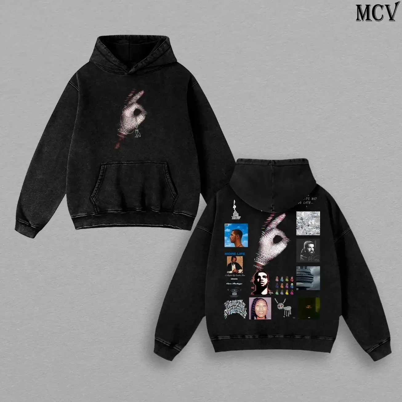 Vintage Drake Ice Man Album Graphic Washed Hoodie / T-Shirt, Retro Drizzy Frozen Bird Tracklist Heavy Cotton T-Shirt, Two Sided Oversized Washed Streetwear Shirt, Y2K Hip Hop Rap Fan Gift Tee for Men Women and Music Collectors 0JE