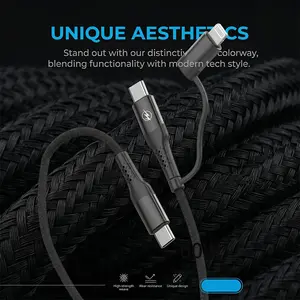USB-C to USB-C 2-in-1  Fast Charging Cable, Nylon Braided Heavy Duty Cord, Tangle-Free & Bend-Resistant, Long-Lasting Type-C Charger for iPhone 17/16/15, Galaxy, Pixel, iPad Pro