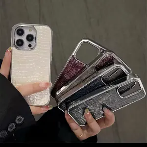 Luxury Glossy Crocodile Pattern Case for iPhone 16 15 14 13 12 11 Pro Max Plus - Shockproof, Bright Color Cover, Cool Armor Design