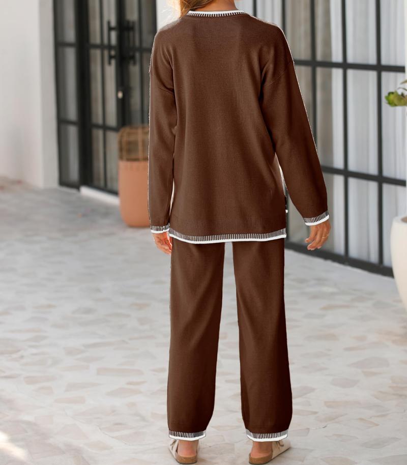 DUTUT Women's 2-Piece Sets Outfits Chic Comfortable Elastic Loungewear Crew Neck Pajama Matching Sweatsuit Set Casual Sweater High Waist Loose Fit Soft Stretchy Fabric Viscose Homewear Pjs DUTUT Women's 2-Piece Sets Outfits Chic Comfortable Elastic Loungewear Crew Neck Pajama Matching Sweatsuit Set Casual Sweater High Waist Loose Fit Soft Stretchy Fabric Viscose Homewear Pjs