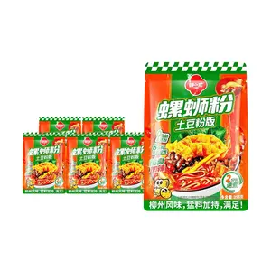 TianXiaoHua Instant Potato Noodles with Snails Flavor - 6 Pack (396g x 6) | 2-Min Cook, Extra Large Tofu Skin, Radish Cubes, Smooth Potato Noodles, 8 Flavor Packets