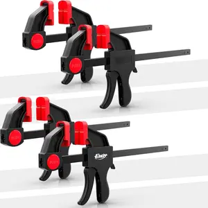 6" Bar Clamps for Woodworking, Medium 170 lbs One-Handed Spreader/Clamp, Light-Duty Quick-Clamp F  Clamps Set for Hand  Working Crafts Grip Gluing - 4 Pack