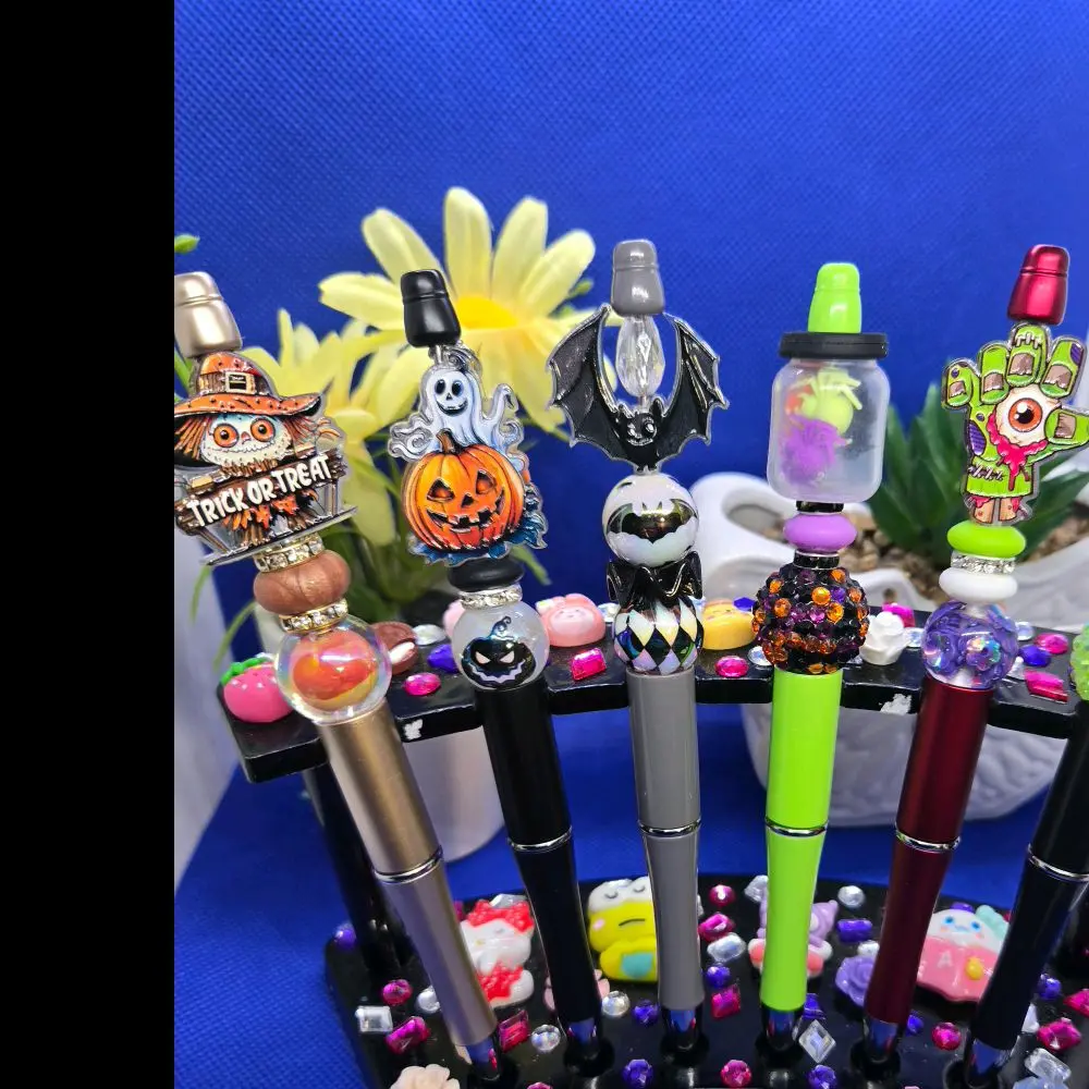 Halloween Beaded Retractable Gel Pen, Multicolor Pen, Office Stationery Supplies, Writing Stationery, $5 Each