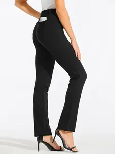 Willit Women's 31 Inch Yoga Dress Pants Bootcut Work Slacks Pants Stretch Office Casual Pants Fabric Womenswear Pockets Belt