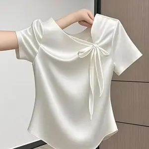 Fashionable And Versatile French Bow Short-sleeve T-shirt