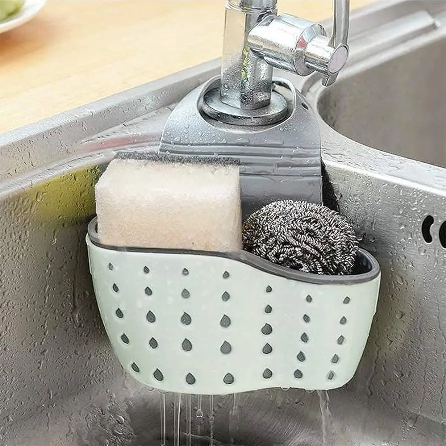 Suministros de limpieza para fregar, esponja para platos de cocina con soporte de gancho, almohadilla de limpieza multiusos y gancho de ventosa, limpiador ... Balcony Adjustable