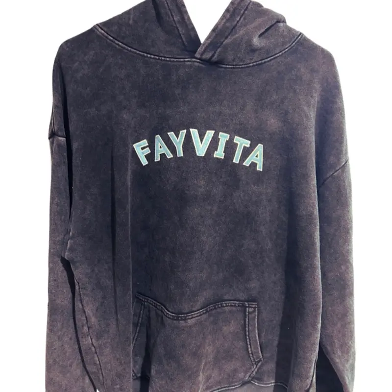 Vintage Light Blue Patched Fay Vita Oversized Hoodie
