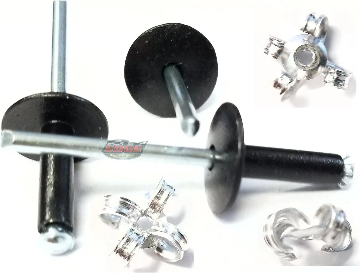 Black 3/16" Pop Rivets Aluminum Large Head Exploding Banana Peel Back Fasteners .125 - .560 Grip Range