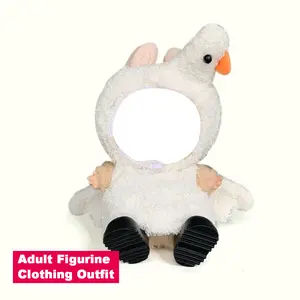 Kawaii White Goose Plush Hooded Outfit for 15-17cm Collectible Figurines, Soft Fluffy Costume with Wings, Trendy Custom Accessory for Adult Collectible Display & Styling