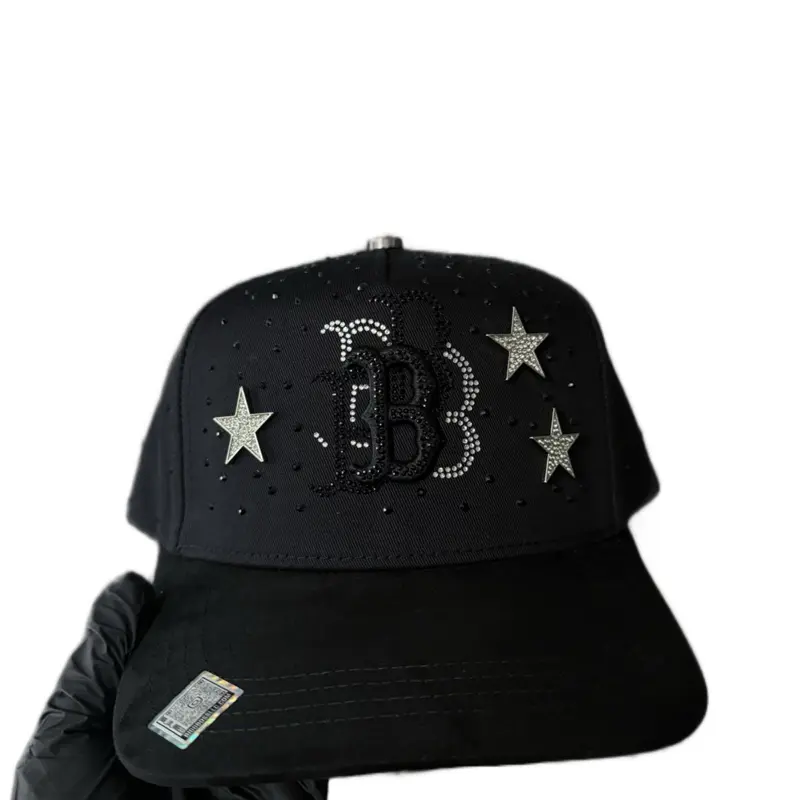 Biggboss ANIVERSARY BB Gorra Aniversario Black Hat with Star Moon Design & Stones High Quality Special Occasion Item