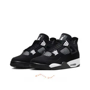 Black and White Color-Blocked Mid-Top Retro Basketball Shoes