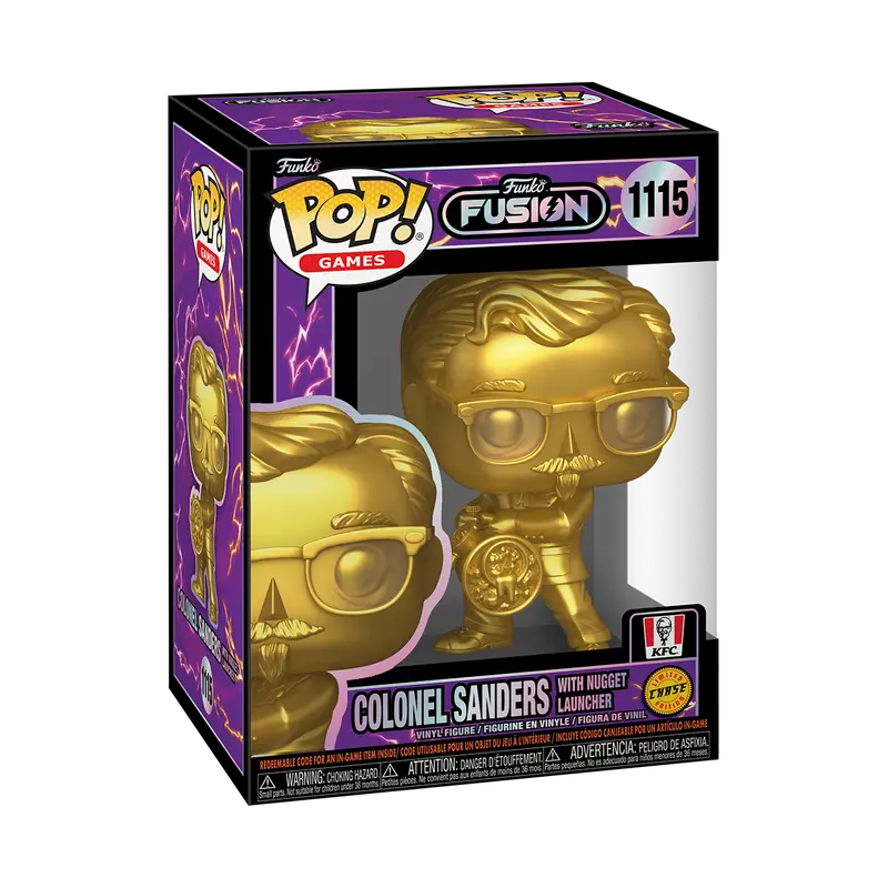 Funko Pop! KFC - Colonel Sanders with Nugget Launcher (Funko Fusion) (Gold) (Chase) #1115 Collectible Pop Vinyl Figure