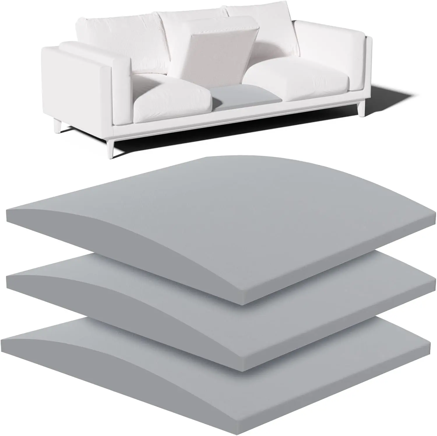 Foamagic Couch Cushion Support for Sagging Seat 3/2/1 Pack 22x22x2.4 Inch High-Density 40D Foam Sofa Saver & Replacement Insert Quick No-Tool Install for Saggy Couch or Chair