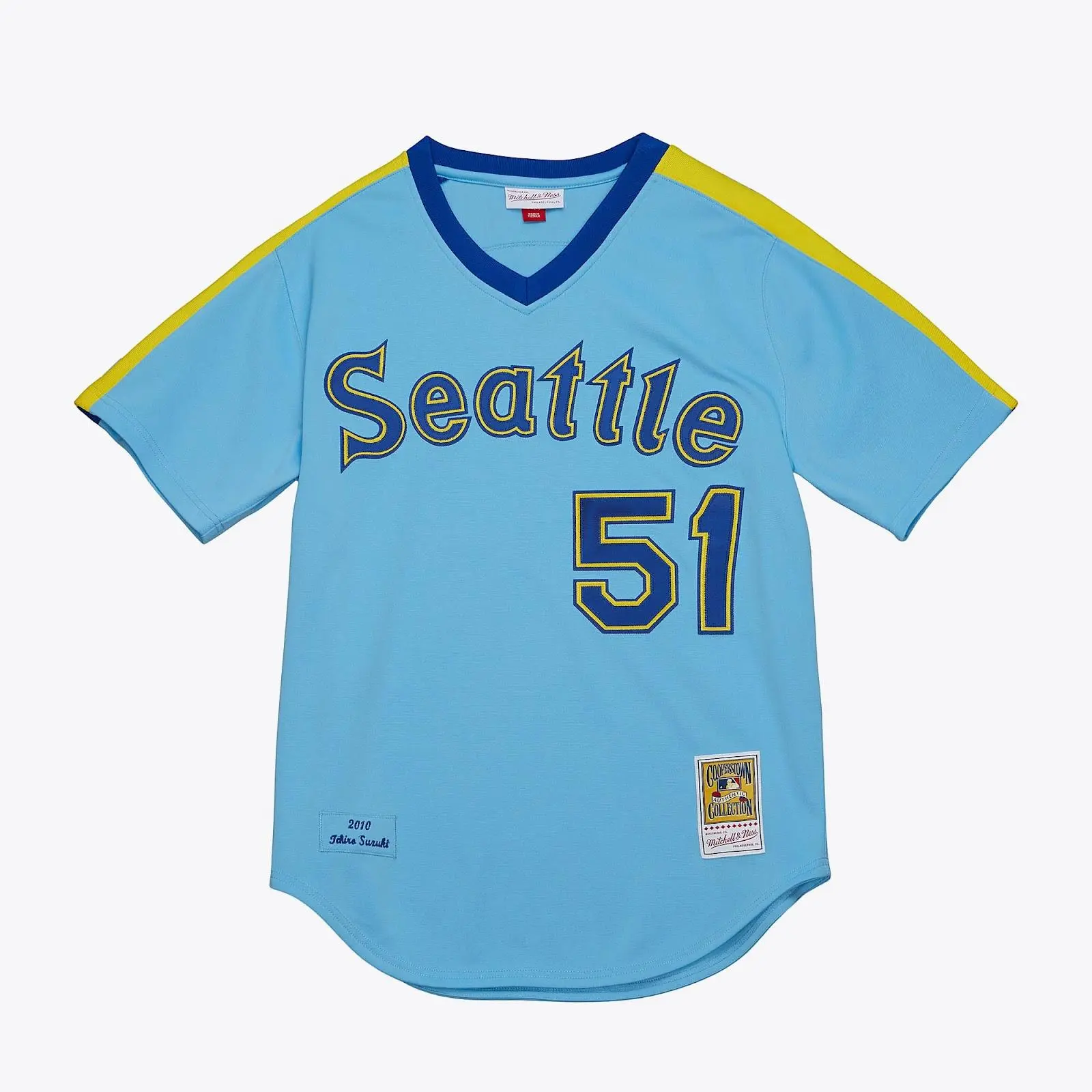 Ichiro Suzuki Seattle Mariners Light Blue 2010 Authentic Jersey MLB Throwback Baseball Cooperstown Fan Gear Mitchell & Ness