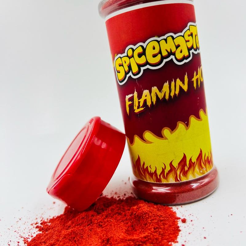 Spicemaster Flamin' Hot Seasoning 3.52oz Bottle with Red Cap - Authentic Mexican Flavor for Snacking and Cooking - Bold Spicy Flavor savory dish Salt Extra Fancy Taco powder Premium spice chilli Complete &