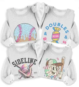 Vintage Baseball Sweatshirt Retro Baseball Game Graphic Pullovers Game Day Sports Mom Sweater Sideline Social Cllub Top Double Bubbles Bugglegum Shirt Womenswear Retro Crewneck Unisex Sweatshirt