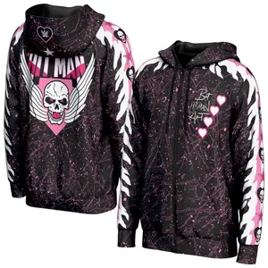 Bret Hart Hearts WWE Black Zip Hoodie Vintage Streetwear Jacket, Iconic Pink Black Era Design for Fans of Hitman Legacy Style
