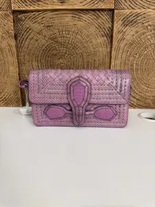 Pre-owned Bottega Bvlgari Pink Special Leather Embossed Leather Crossbody Bag with Gold Tone Serpenti Hardware & Detachable Chain Strap