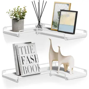 Corner Floating Shelves Set of 2 – Wall Mounted Small Corner Shelf for Storage & Decor, Cloud White for Bathroom, Kitchen, Bedroom, Living Room