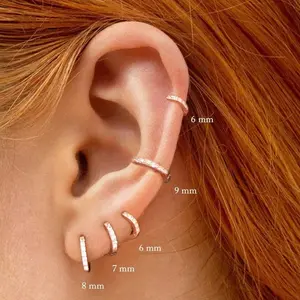 Ear buckle, simple row diamond zircon earrings for women, small fresh round small earbone studs