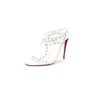 Pre-owned Christian Louboutin Women's Bombina Heeled Sandals Studded Leather 100 by Rebag