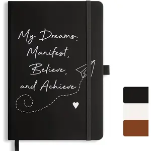 A5 Lined Journal Notebooks for Man, 192 Pages Leather Hardcover Notebooks, 5.7 x 8.5 inch Journaling Notebooks for Work, Writing, School, Black