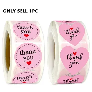 500PCS Heart Thank You Adhesive Stickers, 1 Inch Gift Wrapping Decorative Labels for Envelopes, Flowers, and Love Letters, Self Adhesive Label, Sticky Labels