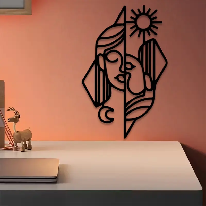 1pc Gemini Metal Wall Art, Gemini Statue Mural, Perfect for Bedroom Wall, Living Room Wall, Office Wall, Valentine's Day Decor, Ideal Gift for Zodiac Enthusiasts, Powder-Coated Metal