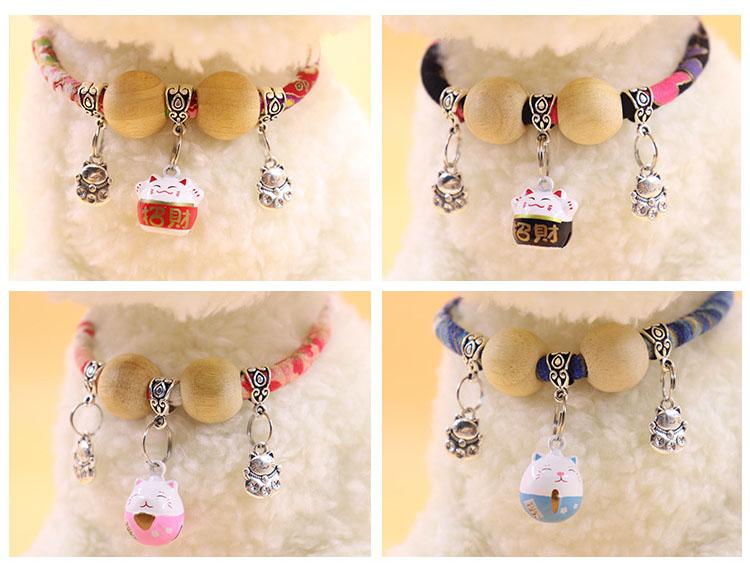 Japanese Necklace Cat Cartoon Printing Collar Natural Camphor Wood Pet Insect Repellent Collar Dog Bell Collar