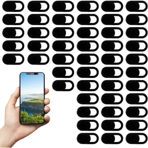 50 Pcs 0.023 Inch Ultra-Thin Universal Webcam Cover Slide Black Privacy Camera Cover for Phone Laptop Computer
