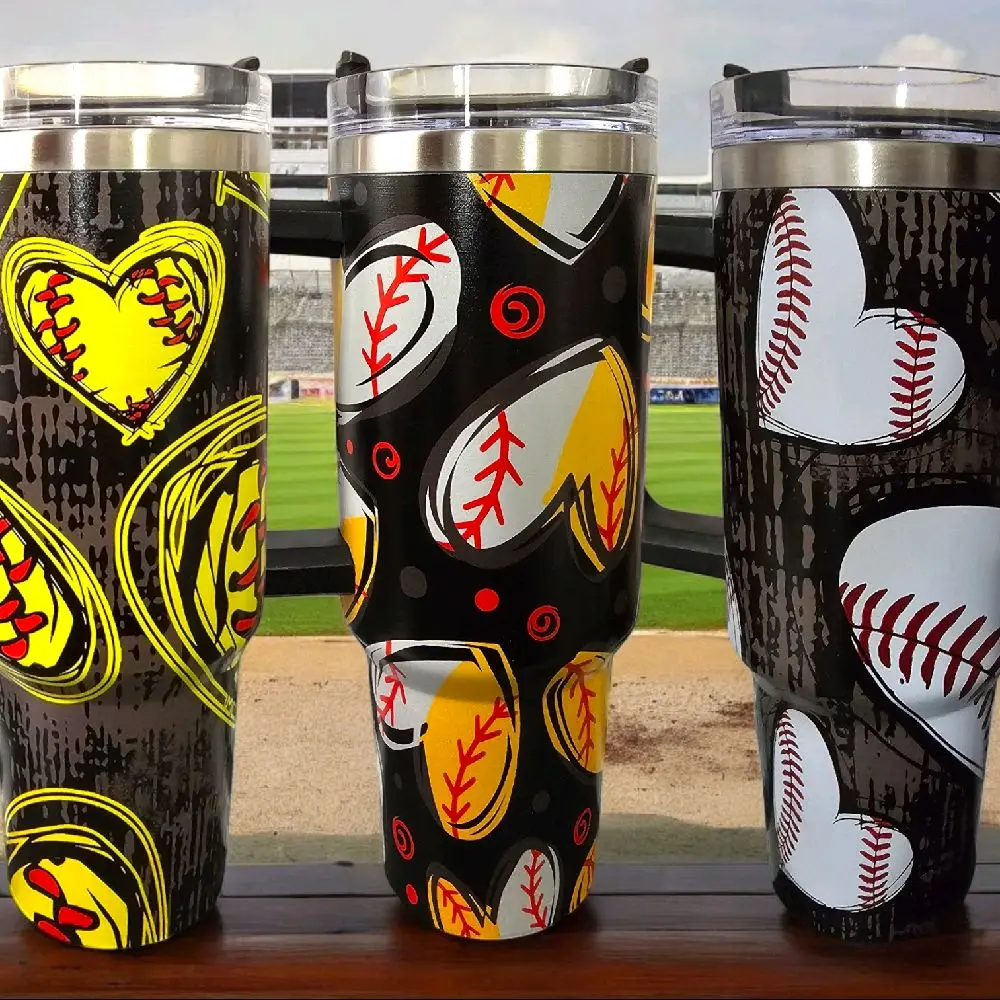 40oz Sports Print Tumbler and Straw