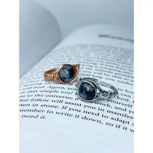 Snowflake Obsidian Wire Ring