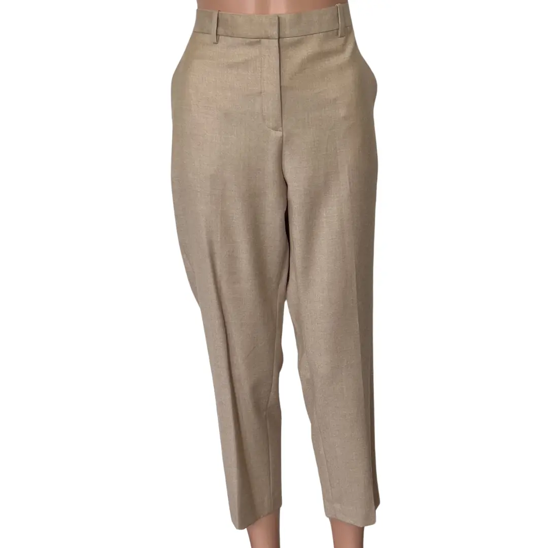 Theory Light Camel Melange  Sleek Flannel Tailor Trouser