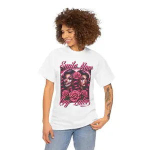 Smile Now Cry Later T-shirt | Day of the Dead Rose Skull Graphic Womenswear