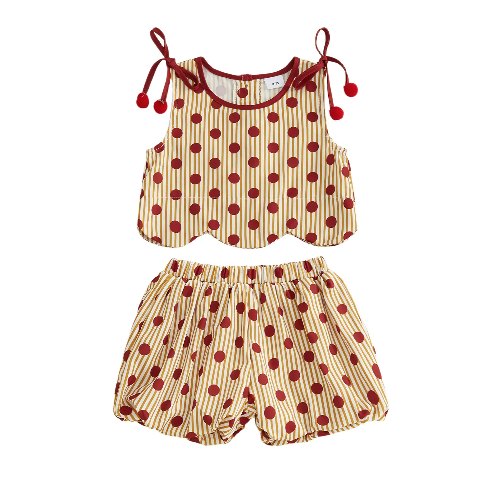 Toddler Baby Little Girls Summer Outfits Sleeveless Dot Print Tank Tops Lantern Shorts Sets 6M-5T