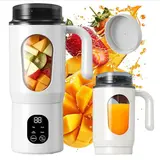 Portable USB Rechargeable 4-in-1 Multi-Function Handheld Mini Stick Blender - 580ml, Easy Carry for On-the-Go Users, 4-Mode Button-Activated, 12-Blade System, LED Display, Ice Crush Mode, 580 ml/min, Adjustable Time Setting, White Kitchen Appliance Tool