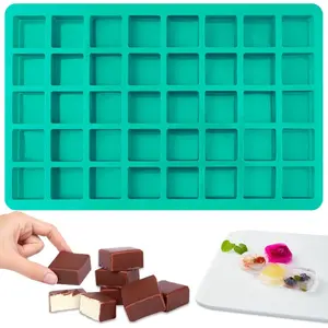 Square Mold, 40 Cavities Silicone Mold for Chocolate, Candy, Caramel, Cubes, Ganache, Gummy