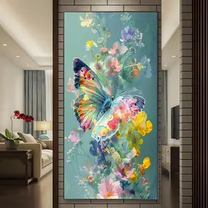 Butterfly & Flower Pattern DIY Diamond Arts Colorful Painting Kit without Frame, DIY 5D Diamond Arts Colorful Painting for Bedroom Home Wall Decor Crafts, Handicraft