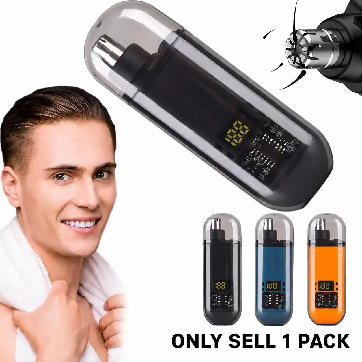 USB Portable Mini Nose Hair Trimmer - Unisex Cordless Skin Safe Grooming Accessory for Daily Use, Compact Home & Travel Tool