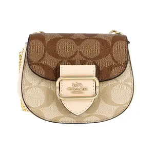Coach Morgan 13 Classic Monogram Flap Saddle Crossbody Bag in Khaki for Women