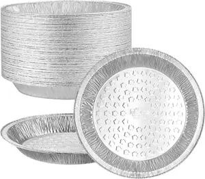 9 Inch 50 Pack Heavy Duty Disposable Aluminum Foil Round Pie Pans, Pie Tins Plates for Baking, Freezer, Oven, Holiday, Bake Sale & Catering