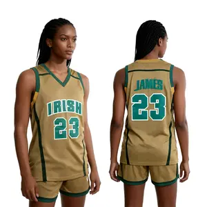 2026 New Year Spring Summer Unisex Basketball Jersey IRISH 23 JAMES Stitched Embroidered Outdoor Sports Mesh High School Style Yellow White Green Memorial Edition