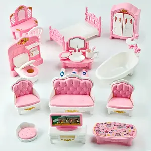 Miniature Dollhouse Kitchen Bedroom Bathroom Set, Kitchen Pretend Play Set, Indoor Furniture & Accessories Toy, Fun Christmas Birthday Gift (colors Randomly Picked)