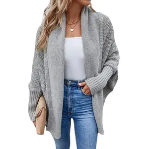 Women's Solid Color Batwing Sleeve Knit Cardigan