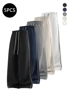 5-Pack Men’s Striped Pants for Autumn/Winter, Trendy High Street Style, Casual Loose Fit, Versatile Long Pants for Daily Sports & Fitness